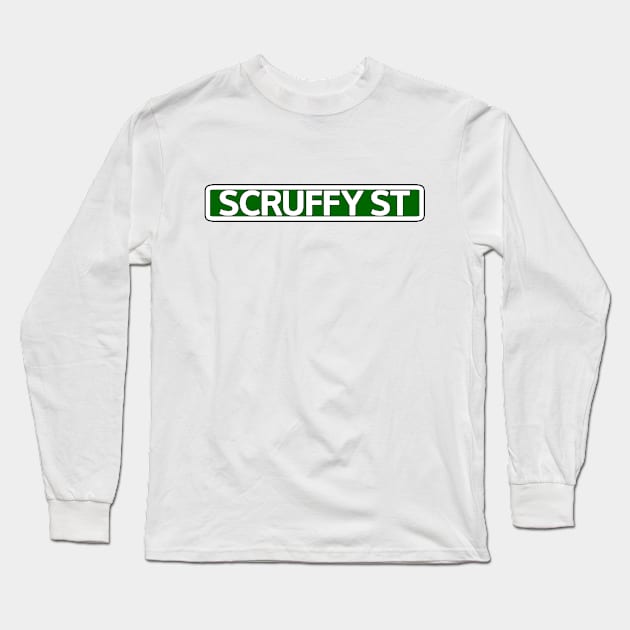 Scruffy St Street Sign Long Sleeve T-Shirt by Mookle